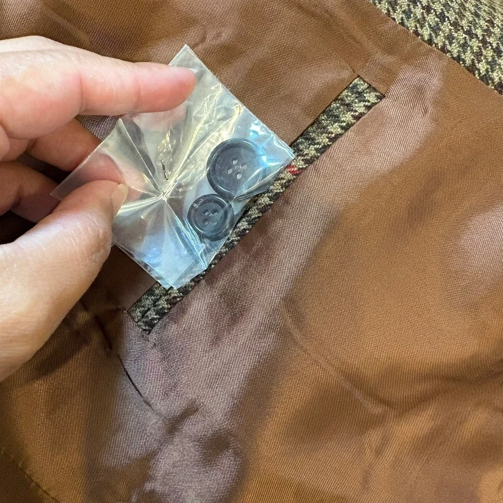 J.‎ Crew Oarsman Brown Plaid Wool Tweed Blazer Jacket 44L Made Italy Sport Coat